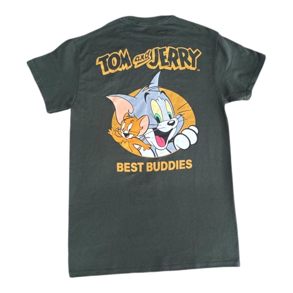 Tom & Jerry Best Buddies Shirt Mens Small Green Graphic Cartoon Tee Mad Engine